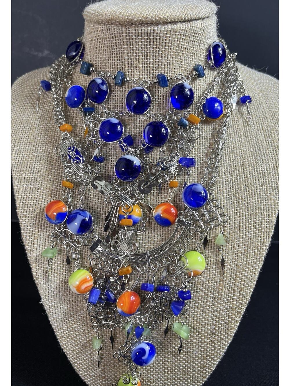 Lot 05 Murano Glass & Alpaca Silver Necklaces From Perú. NEW